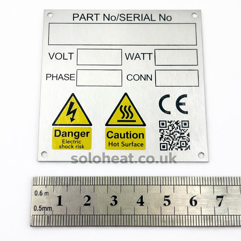 Soloheat OEM Data plate replacement – pre engraved as original issue = £10.00 each + VAT